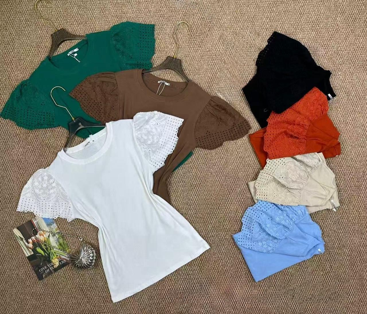 Remeritas con manga de encaje calado