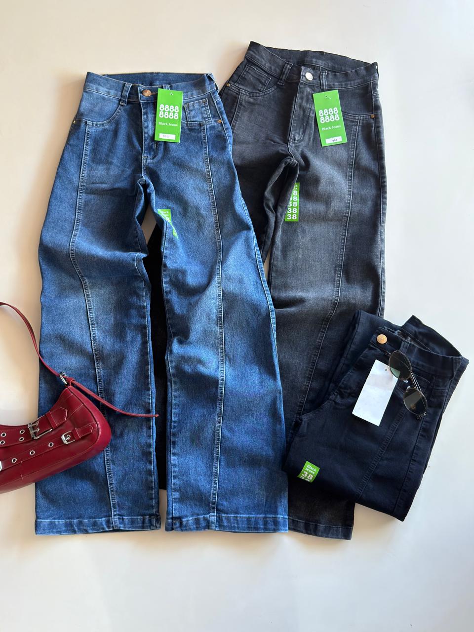 Jeans wide dama, tres tonos, elastizado y cintura alta