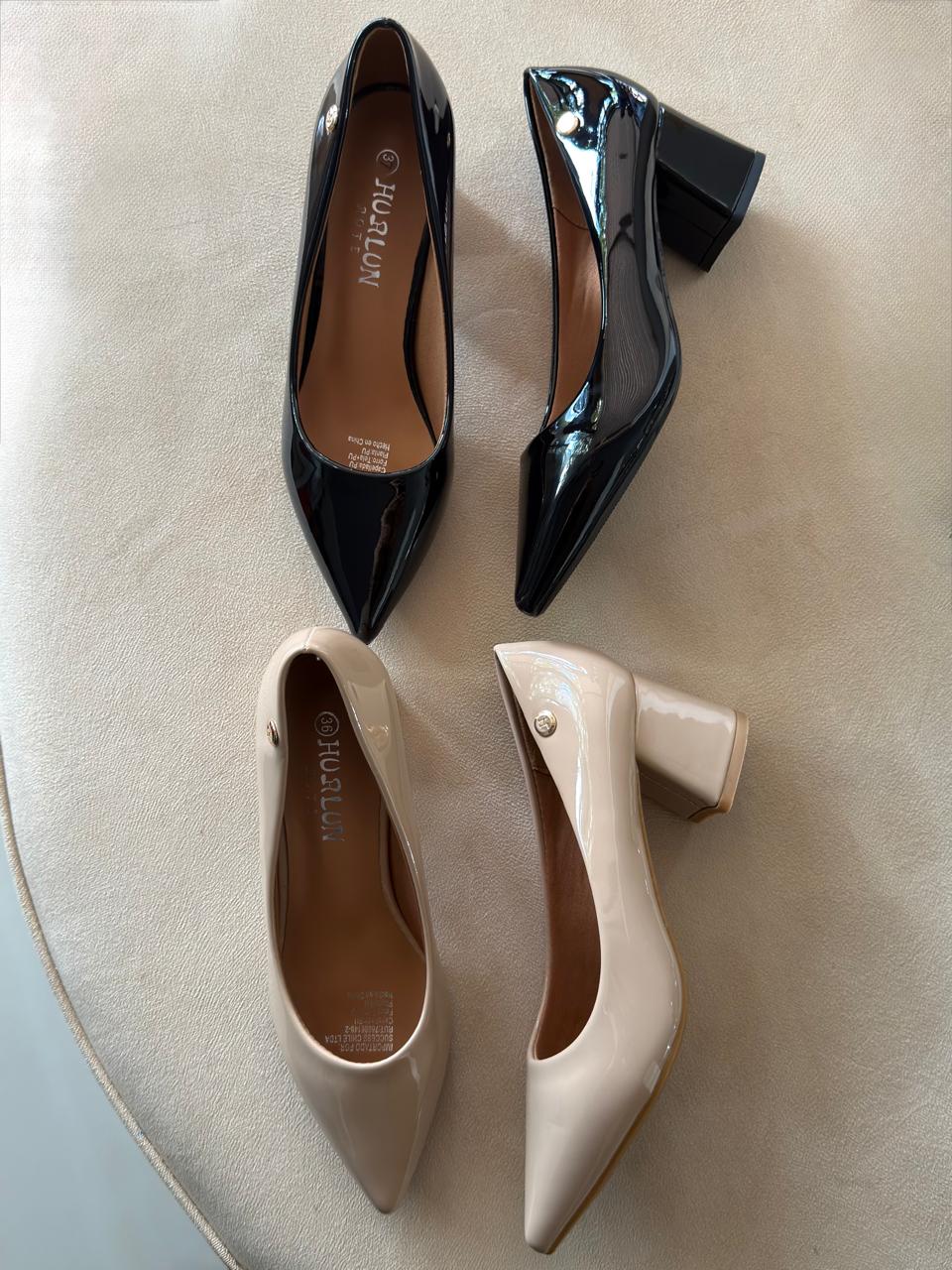 Stiletos taco charolado (Negro, Rojo, Beige, Rosa claro)