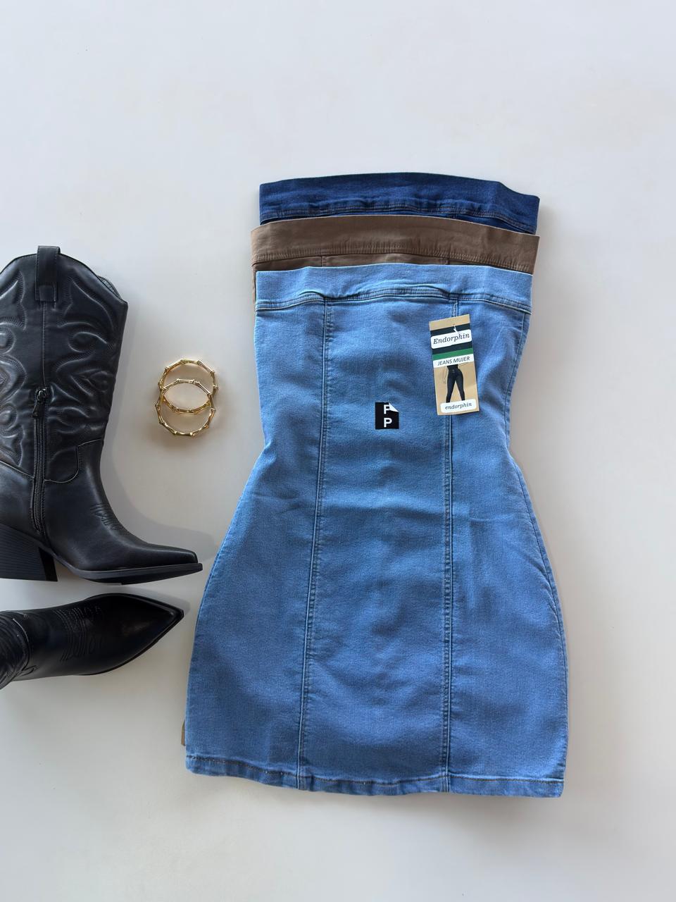 Vestido de Jeans Strapless - Dama