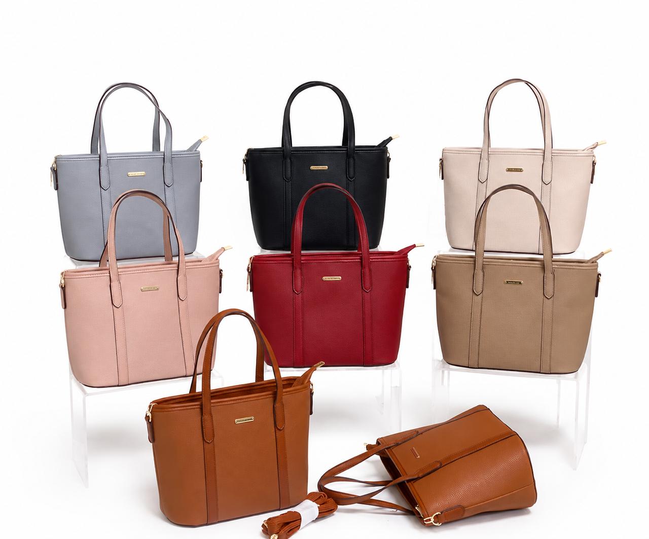 Cartera de mano y bandolera con asas largas