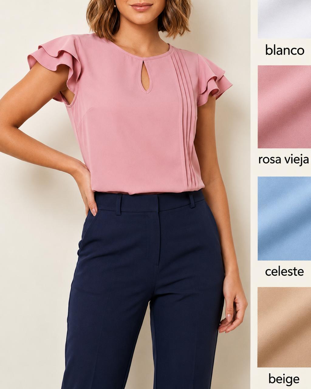 Blusa de lino con abertura y pinzas