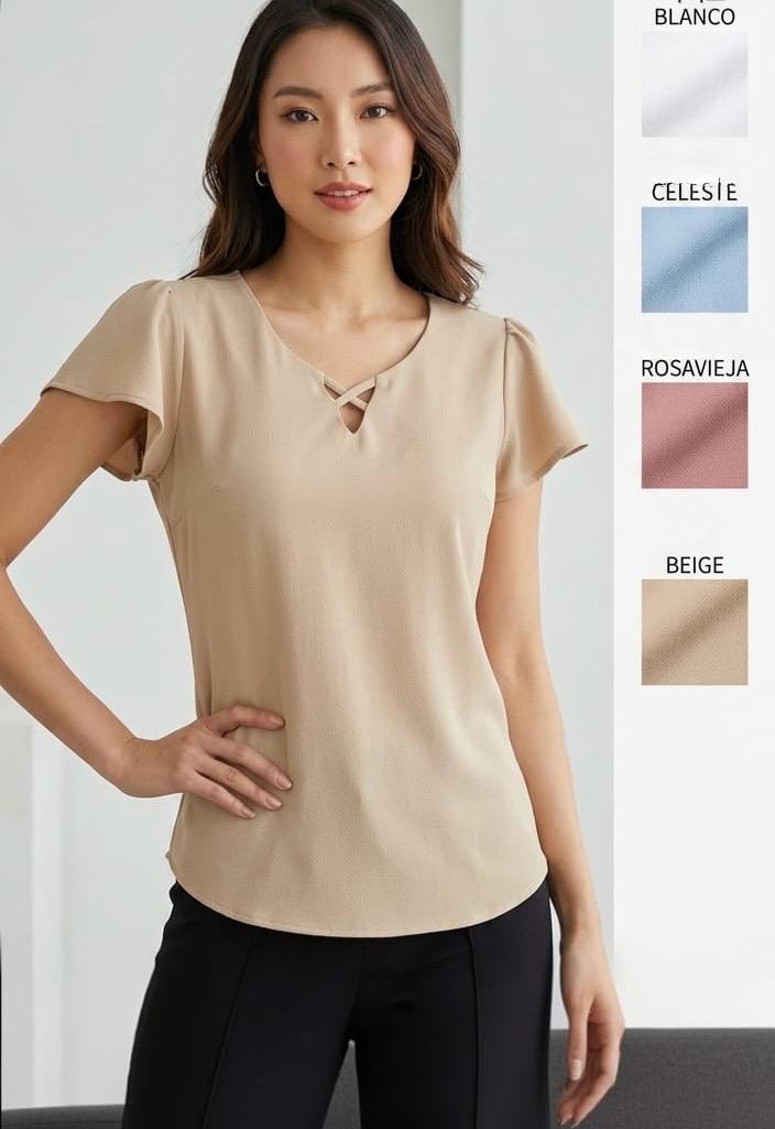 Blusa de lino con escote cruzado